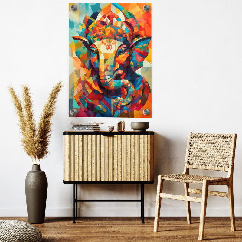 LuxuryStroke's Acrylic Ganesha Painting, Creative Ganesha Paintingand Modern Art Of Ganpati - Ganesha Art Masterpiece: Spiritual Art In Vibrant Hues