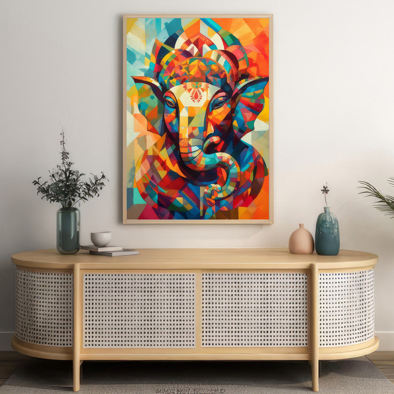 LuxuryStroke's Acrylic Ganesha Painting, Creative Ganesha Paintingand Modern Art Of Ganpati - Ganesha Art Masterpiece: Spiritual Art In Vibrant Hues