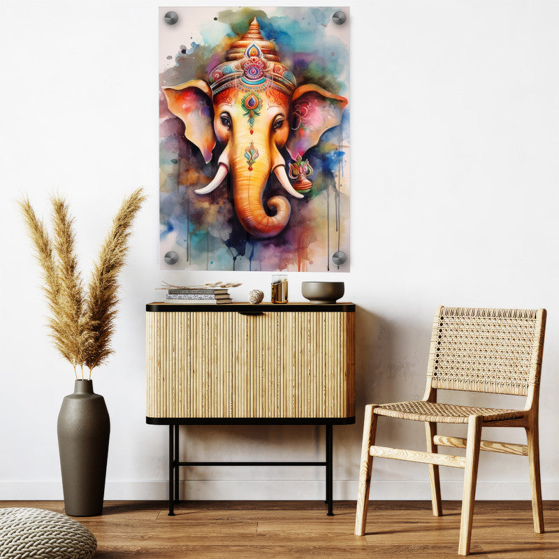 LuxuryStroke's Creative Ganesha Painting, Modern Art Of Ganpatiand Modern Ganesha Acrylic Painting - Ganesha Art Masterpiece: Spiritual Art In Vibrant Hues