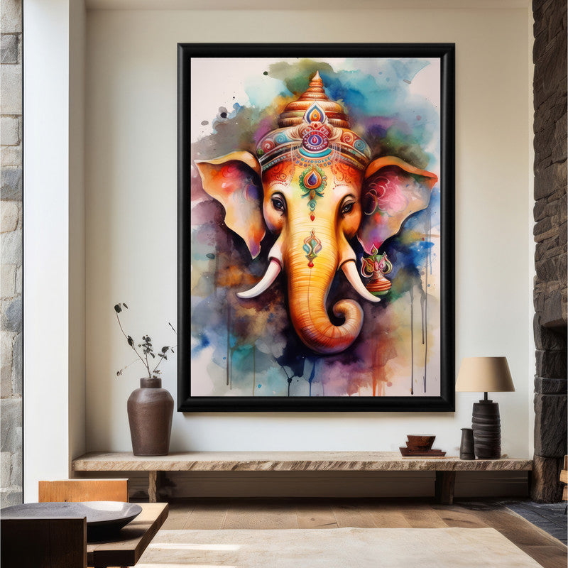 LuxuryStroke's Creative Ganesha Painting, Modern Art Of Ganpatiand Modern Ganesha Acrylic Painting - Ganesha Art Masterpiece: Spiritual Art In Vibrant Hues