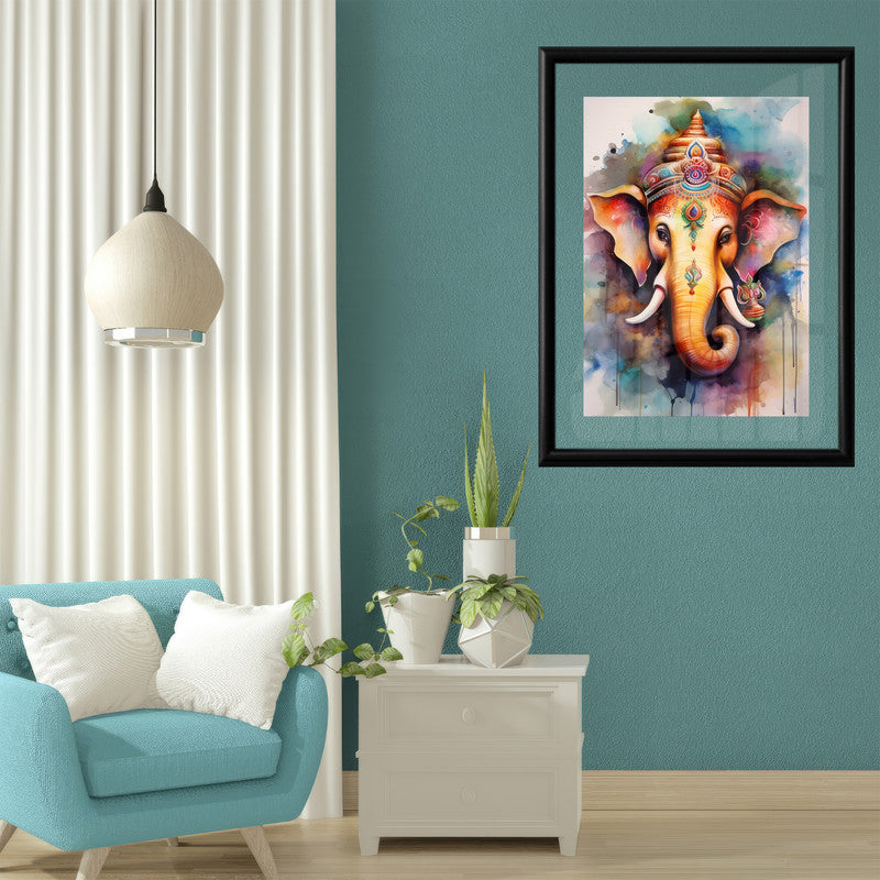 LuxuryStroke's Creative Ganesha Painting, Modern Art Of Ganpatiand Modern Ganesha Acrylic Painting - Ganesha Art Masterpiece: Spiritual Art In Vibrant Hues