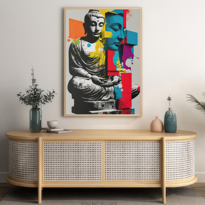 LuxuryStroke's Abstract Painting Buddha, Buddha Abstract Artand Buddha Acrylic Painting - Buddha's Enlightened Serenity: Spiritual Artistry