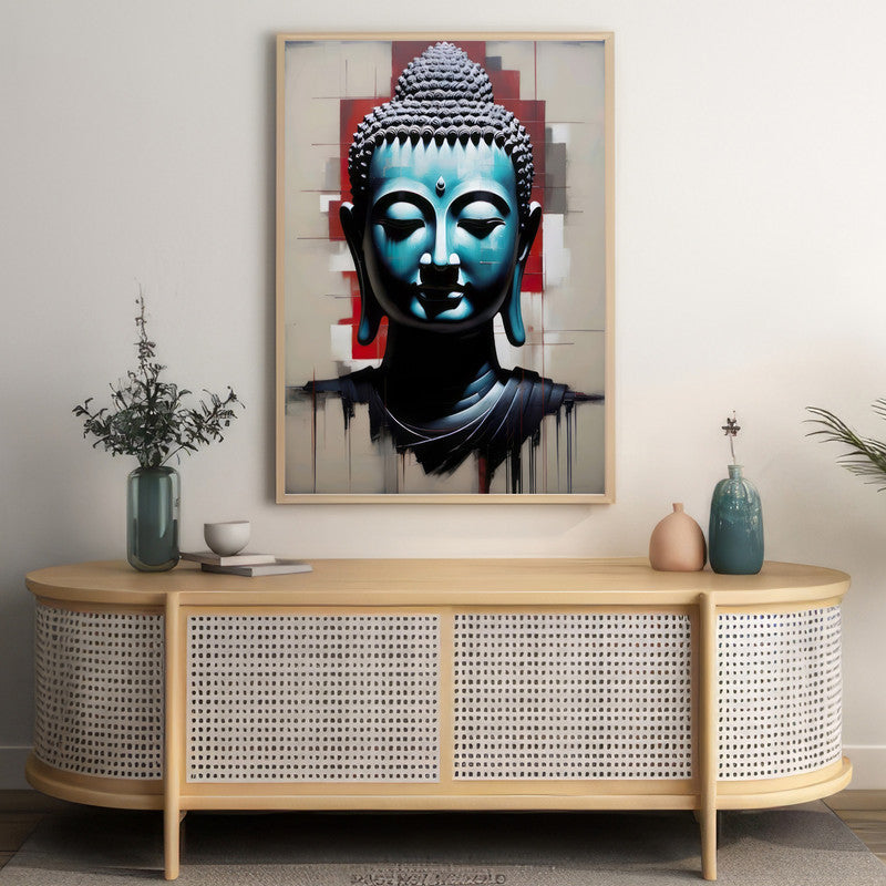 LuxuryStroke's Buddha Face Painting, Buddha Face Acrylic Paintingand Buddha Paintings For Living Room - Buddha's Enlightened Serenity: Spiritual Artistry