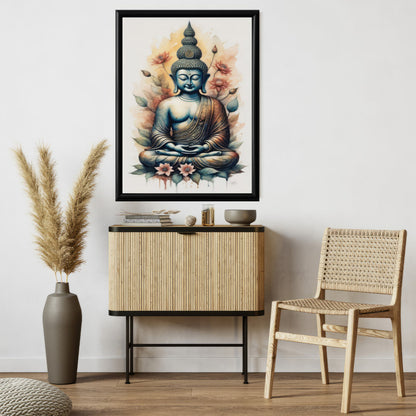 LuxuryStroke's Meditating Buddha Painting, Abstract Buddha Paintingand Acrylic Buddha Painting - Buddha's Divine Resonance: Spiritual Artistry