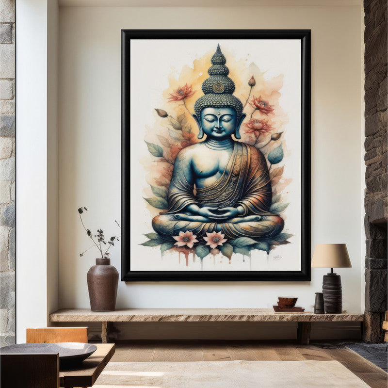 LuxuryStroke's Meditating Buddha Painting, Abstract Buddha Paintingand Acrylic Buddha Painting - Buddha's Divine Resonance: Spiritual Artistry