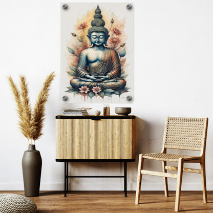 LuxuryStroke's Meditating Buddha Painting, Abstract Buddha Paintingand Acrylic Buddha Painting - Buddha's Divine Resonance: Spiritual Artistry