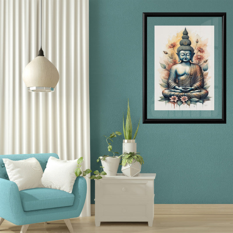 LuxuryStroke's Meditating Buddha Painting, Abstract Buddha Paintingand Acrylic Buddha Painting - Buddha's Divine Resonance: Spiritual Artistry