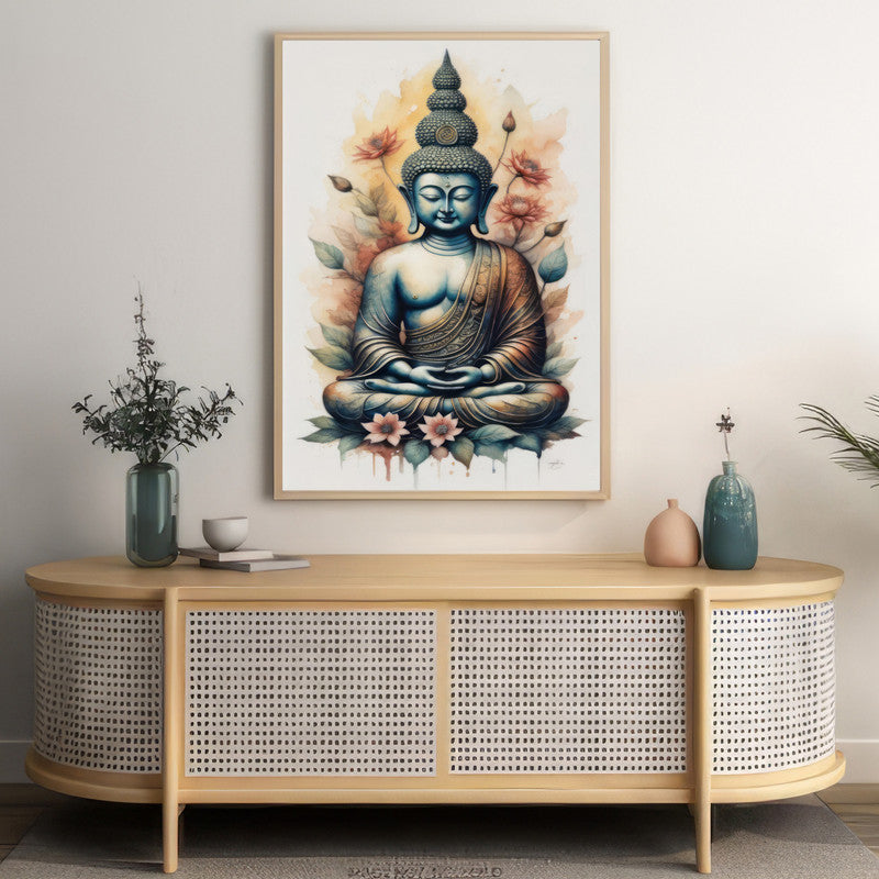 LuxuryStroke's Meditating Buddha Painting, Abstract Buddha Paintingand Acrylic Buddha Painting - Buddha's Divine Resonance: Spiritual Artistry