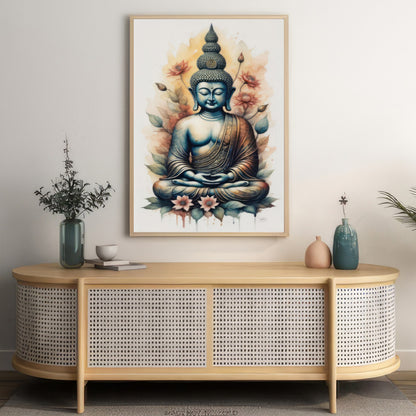 LuxuryStroke's Meditating Buddha Painting, Abstract Buddha Paintingand Acrylic Buddha Painting - Buddha's Divine Resonance: Spiritual Artistry