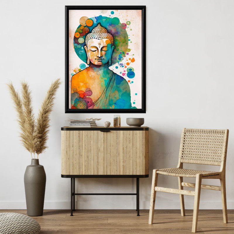 LuxuryStroke's Buddha Abstract Painting, Buddha Face Acrylic Paintingand Bhagwan Buddh Ki Painting - Contemporary Watercolour Buddha Painting