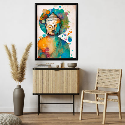 LuxuryStroke's Buddha Abstract Painting, Buddha Face Acrylic Paintingand Bhagwan Buddh Ki Painting - Contemporary Watercolour Buddha Painting