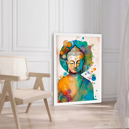 LuxuryStroke's Buddha Abstract Painting, Buddha Face Acrylic Paintingand Bhagwan Buddh Ki Painting - Contemporary Watercolour Buddha Painting