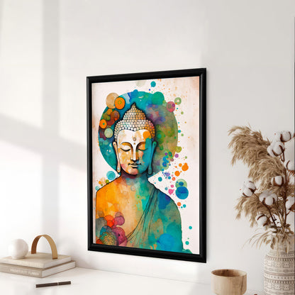LuxuryStroke's Buddha Abstract Painting, Buddha Face Acrylic Paintingand Bhagwan Buddh Ki Painting - Contemporary Watercolour Buddha Painting
