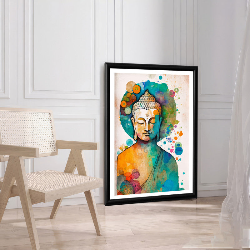 LuxuryStroke's Buddha Abstract Painting, Buddha Face Acrylic Paintingand Bhagwan Buddh Ki Painting - Contemporary Watercolour Buddha Painting