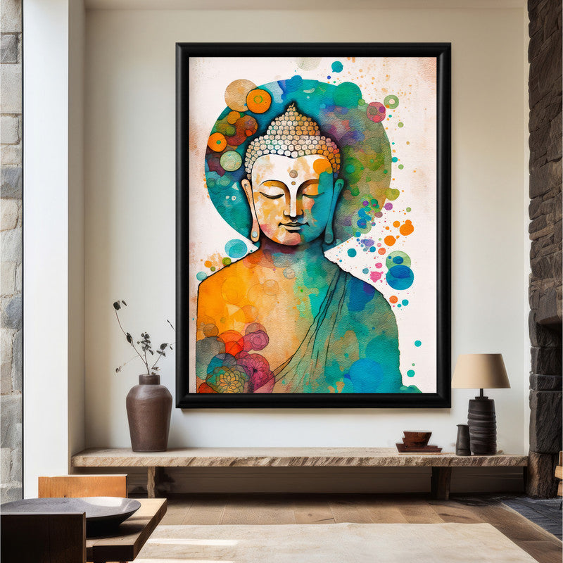 LuxuryStroke's Buddha Abstract Painting, Buddha Face Acrylic Paintingand Bhagwan Buddh Ki Painting - Contemporary Watercolour Buddha Painting