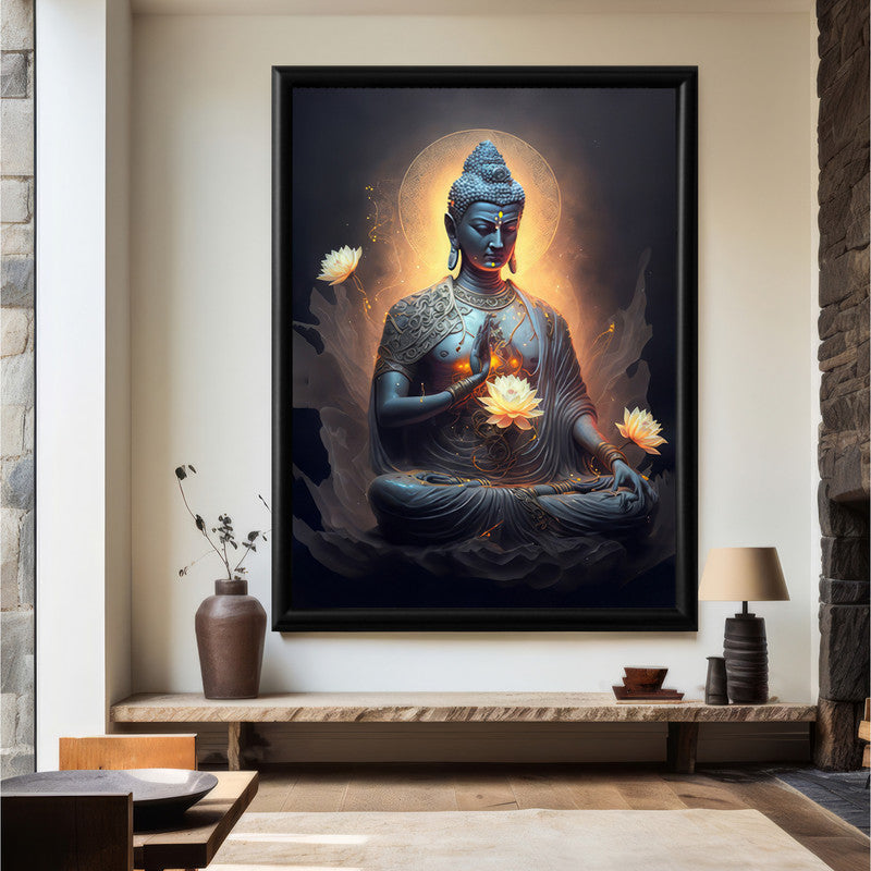 LuxuryStroke's Meditating Buddha Painting, Meditating Buddha Paintingand Acrylic Buddha Painting - Contemporary Buddha Painting