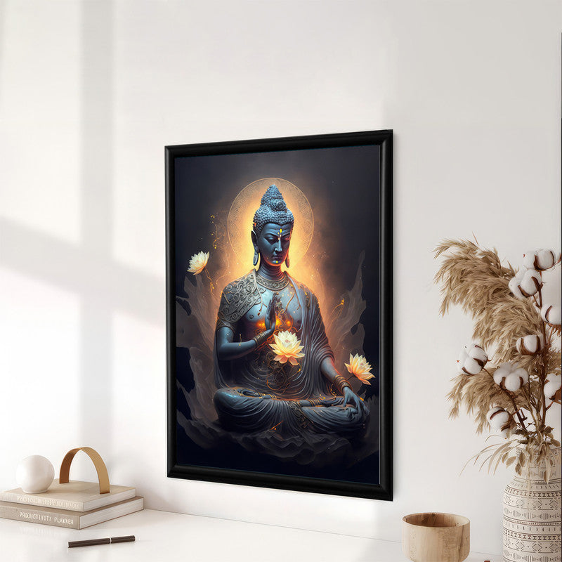 LuxuryStroke's Meditating Buddha Painting, Meditating Buddha Paintingand Acrylic Buddha Painting - Contemporary Buddha Painting