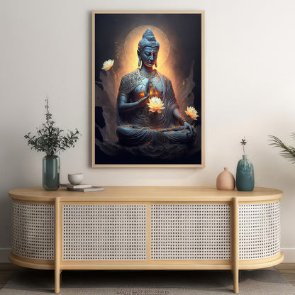 LuxuryStroke's Meditating Buddha Painting, Meditating Buddha Paintingand Acrylic Buddha Painting - Contemporary Buddha Painting