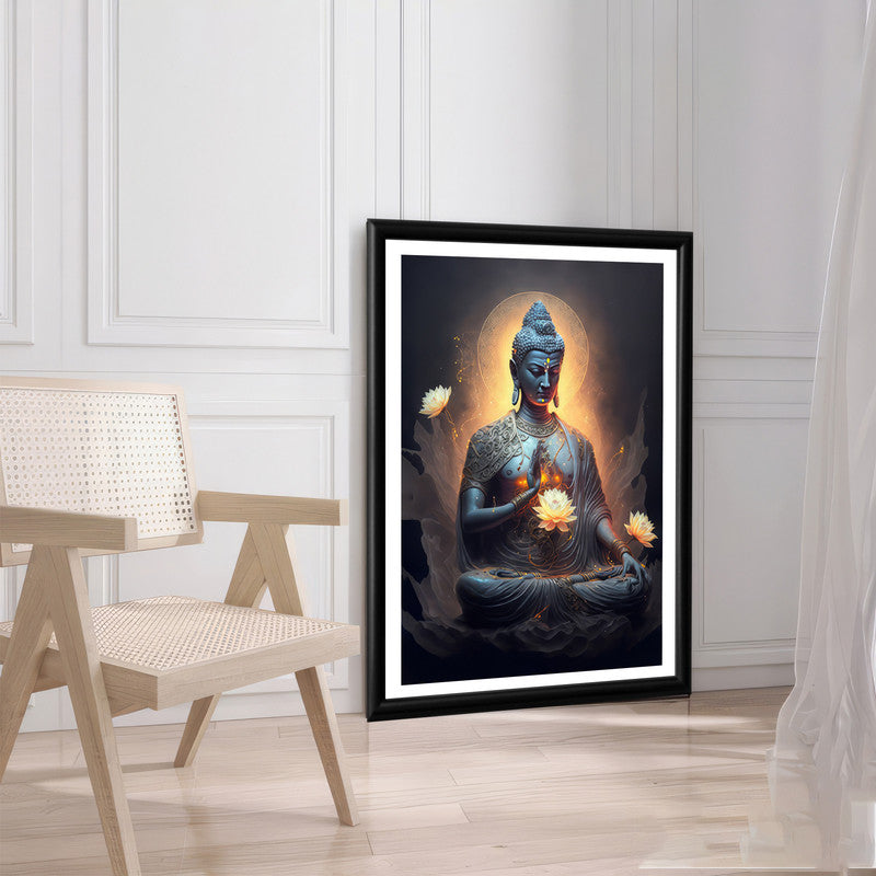 LuxuryStroke's Meditating Buddha Painting, Meditating Buddha Paintingand Acrylic Buddha Painting - Contemporary Buddha Painting