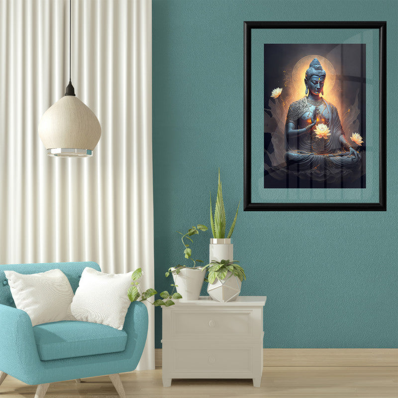 LuxuryStroke's Meditating Buddha Painting, Meditating Buddha Paintingand Acrylic Buddha Painting - Contemporary Buddha Painting