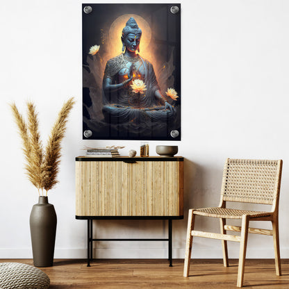 LuxuryStroke's Meditating Buddha Painting, Meditating Buddha Paintingand Acrylic Buddha Painting - Contemporary Buddha Painting