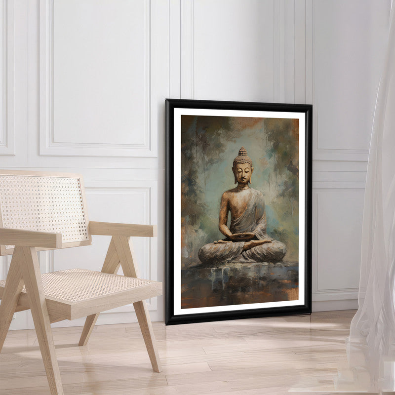 LuxuryStroke's Meditating Buddha Painting, Acrylic Buddha Paintingand Buddha Abstract Painting - Contemporary Buddha Painting
