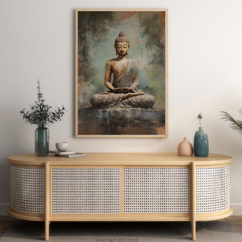 LuxuryStroke's Meditating Buddha Painting, Acrylic Buddha Paintingand Buddha Abstract Painting - Contemporary Buddha Painting