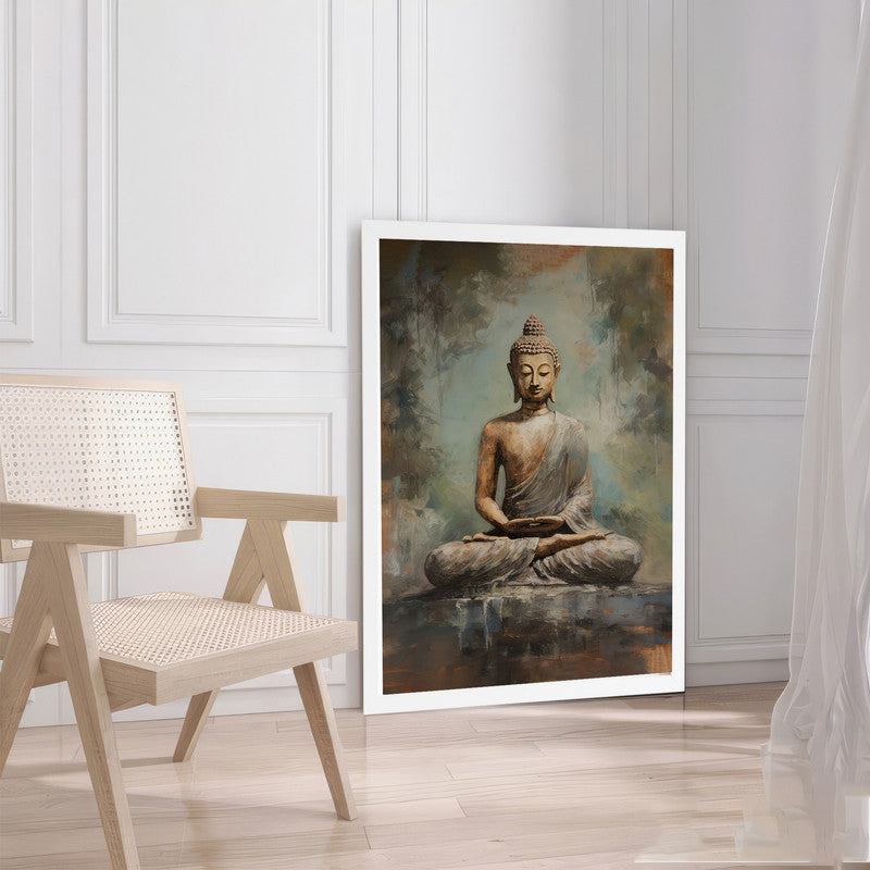 LuxuryStroke's Meditating Buddha Painting, Acrylic Buddha Paintingand Buddha Abstract Painting - Contemporary Buddha Painting