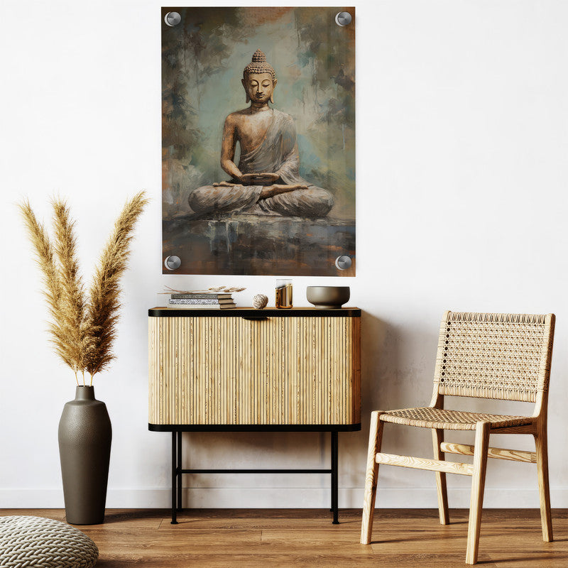 LuxuryStroke's Meditating Buddha Painting, Acrylic Buddha Paintingand Buddha Abstract Painting - Contemporary Buddha Painting