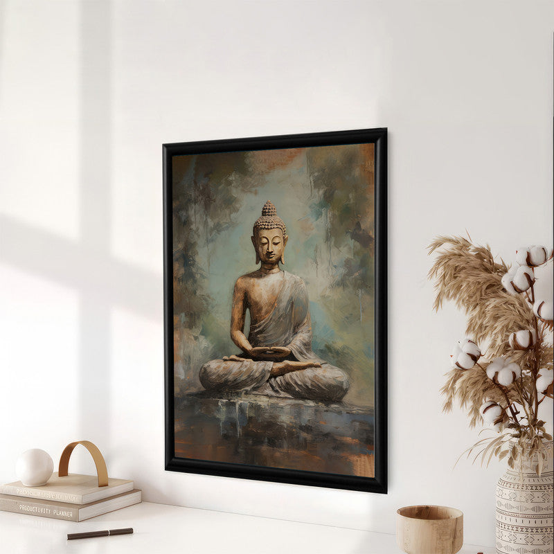 LuxuryStroke's Meditating Buddha Painting, Acrylic Buddha Paintingand Buddha Abstract Painting - Contemporary Buddha Painting