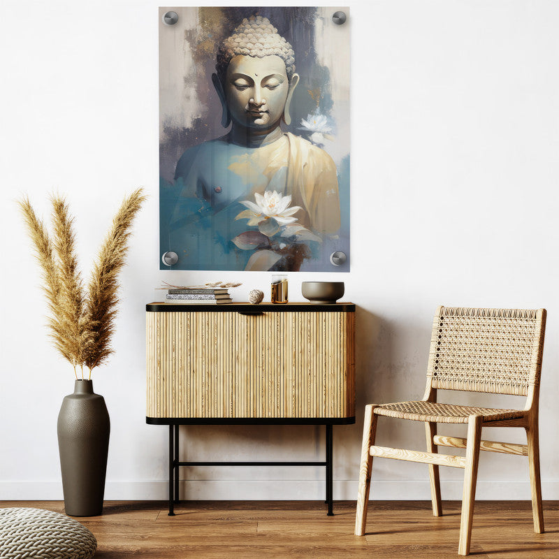 LuxuryStroke's Abstract Painting Buddha, Buddha Acrylic Paintingand Buddha Abstract Painting - Contemporary Watercolour Buddha Painting