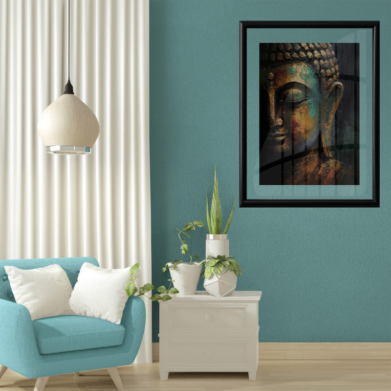 LuxuryStroke's Buddha Face Painting, Buddha Face Acrylic Paintingand Buddha Abstract Painting - Contemporary Buddha Painting