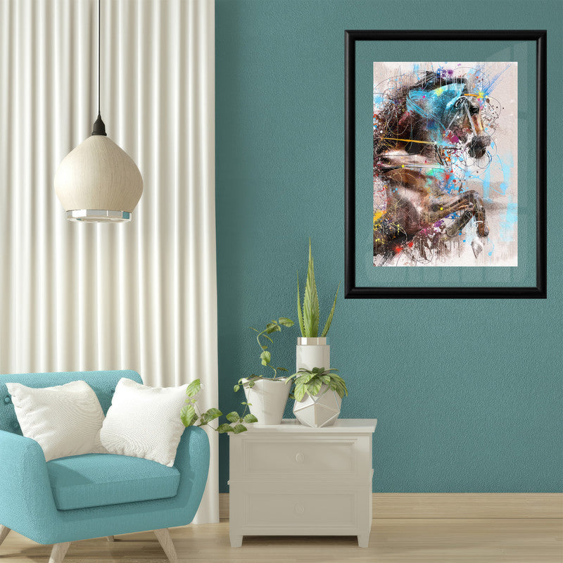 LuxuryStroke's Horse Art Minimalsitic Painting, Minimalistic Horse Paintingand Abstract Acrylic Artwork - Equine Elegance in Abstract Hues: Wildlife Artistry
