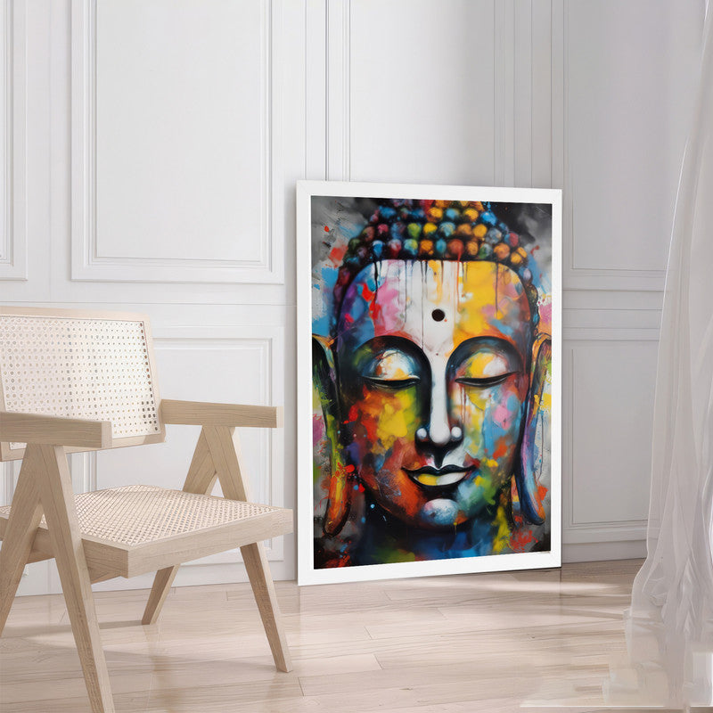 LuxuryStroke's Buddha Face Acrylic Painting, Buddha Face Paintingand Buddha Watercolor Painting - Contemporary Watercolour Buddha Painting