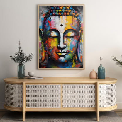 LuxuryStroke's Buddha Face Acrylic Painting, Buddha Face Paintingand Buddha Watercolor Painting - Contemporary Watercolour Buddha Painting