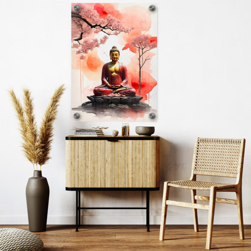 LuxuryStroke's Meditating Buddha Painting, Buddha Face Acrylic Paintingand Buddha Face Painting - Contemporary Buddha Painting