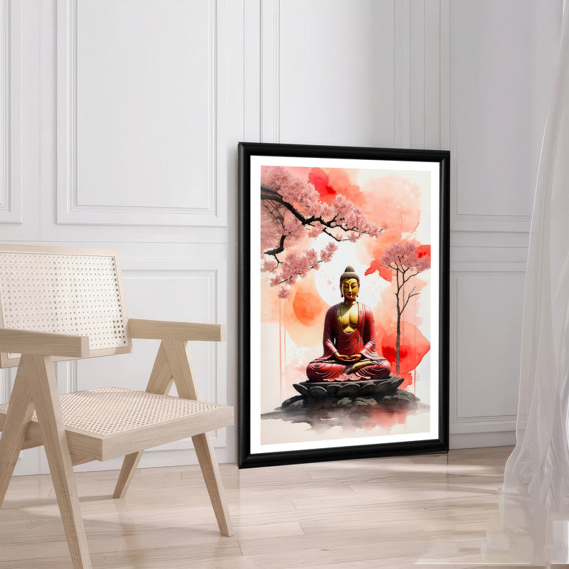 LuxuryStroke's Meditating Buddha Painting, Buddha Face Acrylic Paintingand Buddha Face Painting - Contemporary Buddha Painting