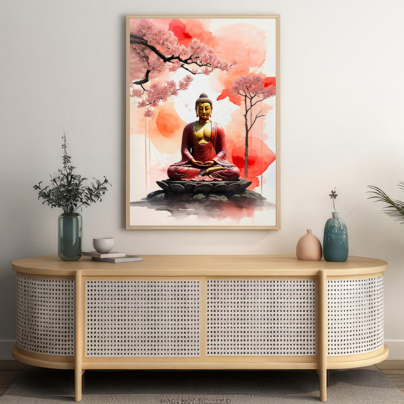 LuxuryStroke's Meditating Buddha Painting, Buddha Face Acrylic Paintingand Buddha Face Painting - Contemporary Buddha Painting