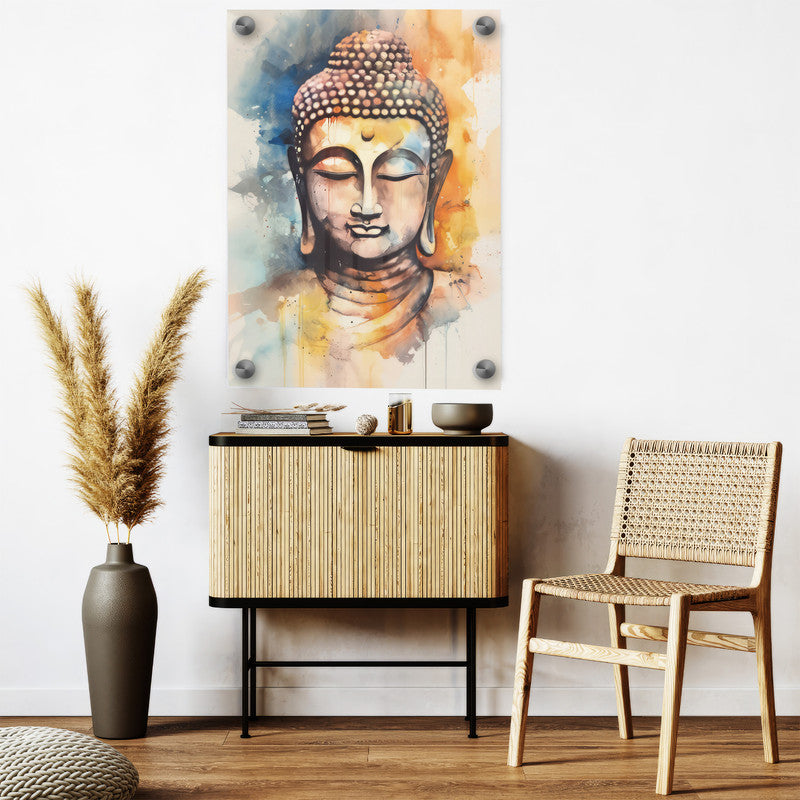 LuxuryStroke's Buddha Face Painting, Buddha Face Acrylic Paintingand Abstract Painting Buddha - Contemporary Watercolour Buddha Painting