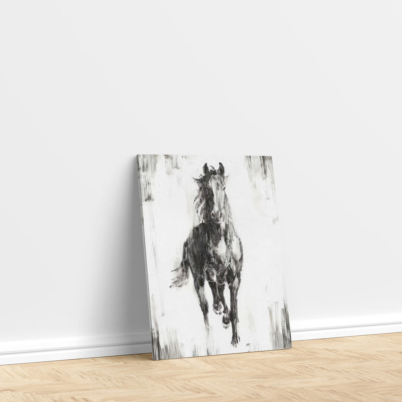 LuxuryStroke's White Horse Art Painting, Horse White Art Paintingand Abstract Animal Paintings - Monochrome Majesty: Captivating Horse In Wildlife Art