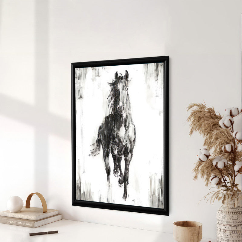LuxuryStroke's White Horse Art Painting, Horse White Art Paintingand Abstract Animal Paintings - Monochrome Majesty: Captivating Horse In Wildlife Art