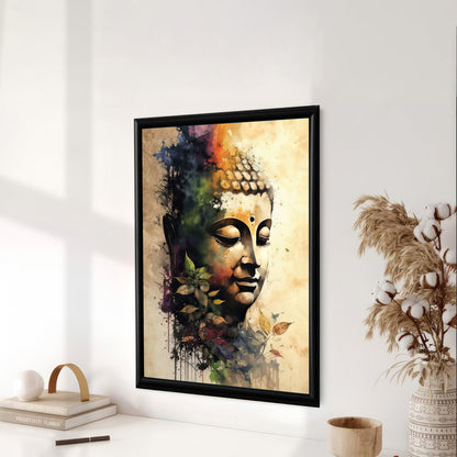 LuxuryStroke's Buddha Face Acrylic Painting, Buddha Face Paintingand Buddha Face Acrylic Painting - Contemporary Watercolour Buddha Painting