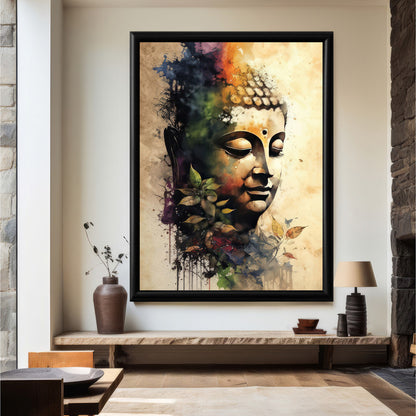 LuxuryStroke's Buddha Face Acrylic Painting, Buddha Face Paintingand Buddha Face Acrylic Painting - Contemporary Watercolour Buddha Painting