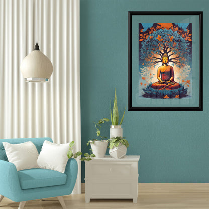 LuxuryStroke's Meditating Buddha Painting, Buddha Acrylic Paintingand Buddha Canvas Acrylic Painting - Contemporary Shakyamuni Buddha Painting