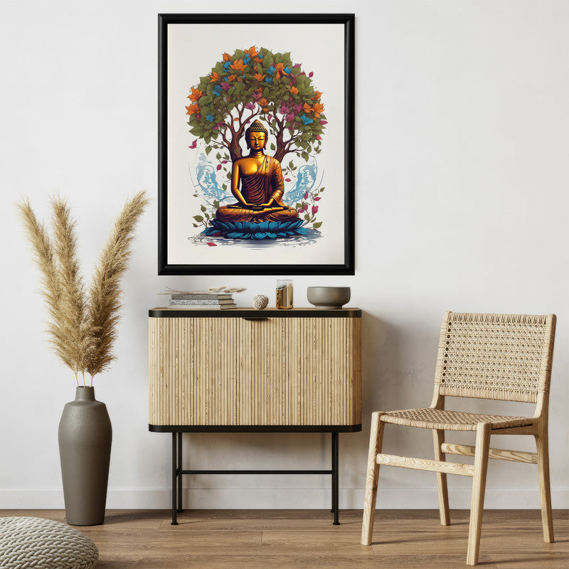 LuxuryStroke's Meditating Buddha Painting, Buddha Acrylic Paintingand Buddha Abstract Art - Contemporary Shakyamuni Buddha Painting