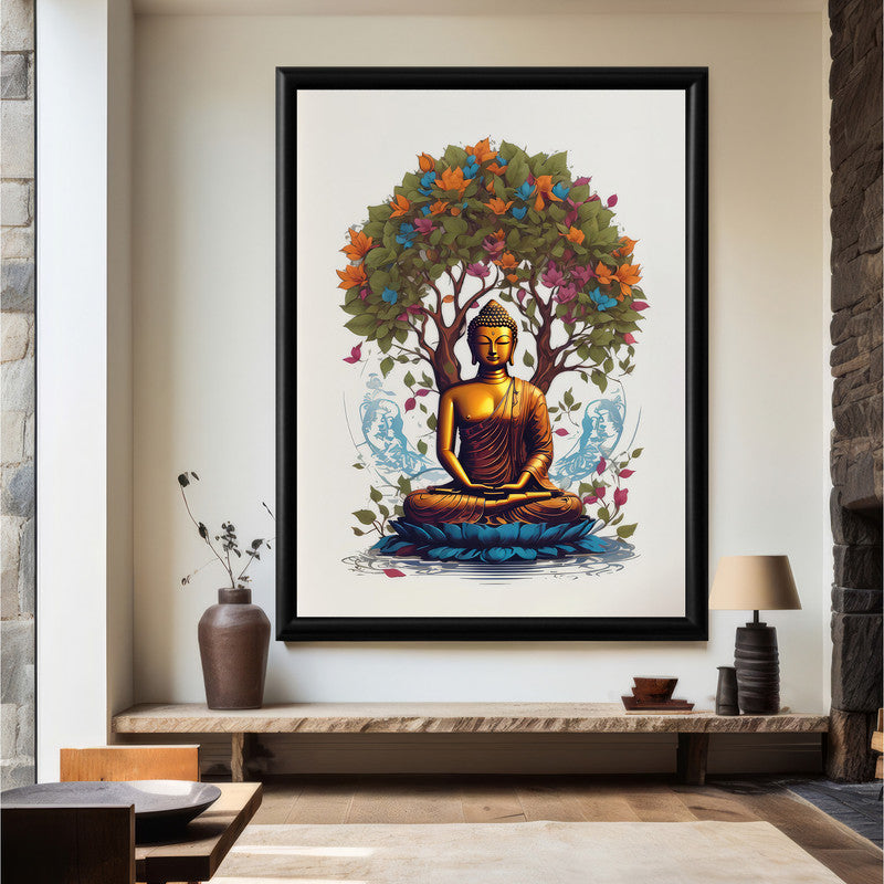 LuxuryStroke's Meditating Buddha Painting, Buddha Acrylic Paintingand Buddha Abstract Art - Contemporary Shakyamuni Buddha Painting