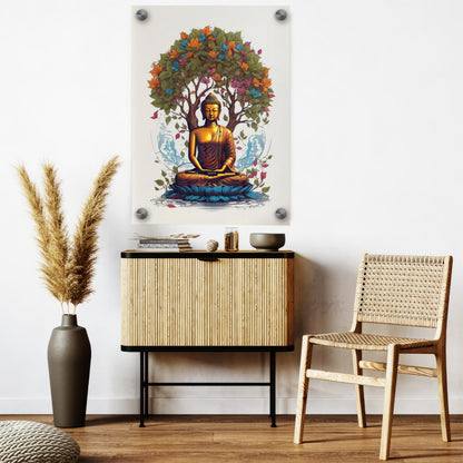 LuxuryStroke's Meditating Buddha Painting, Buddha Acrylic Paintingand Buddha Abstract Art - Contemporary Shakyamuni Buddha Painting