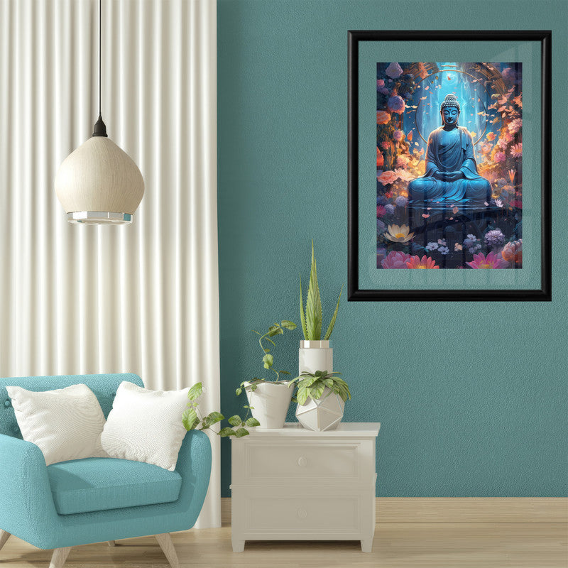 LuxuryStroke's Meditating Buddha Painting, Buddha Watercolor Paintingand Acrylic Buddha Painting - Contemporary Buddha Painting