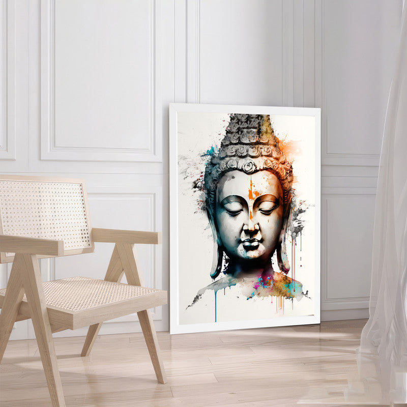 LuxuryStroke's Buddha Face Painting, Buddha Face Acrylic Paintingand Buddha Abstract Art - Contemporary Watercolour Buddha Painting