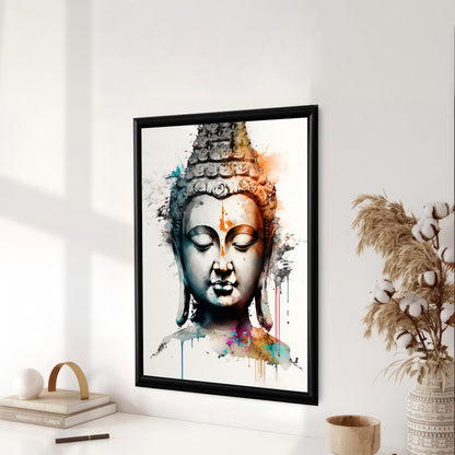 LuxuryStroke's Buddha Face Painting, Buddha Face Acrylic Paintingand Buddha Abstract Art - Contemporary Watercolour Buddha Painting